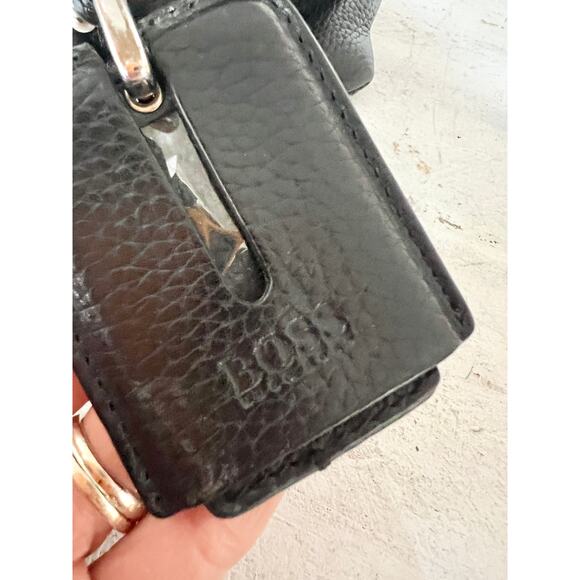 BOSS Hugo Boss Leather Braided Top Handle Medium Duffle Handbag Black - Picture 6 of 16